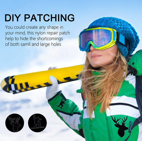 MOONSJONES Down Jacket Repair Patch 8 Sheet, Black Nylon Blank Tape Patches for Jackets Tenacious, Blemish Waterproof Patagonia Sticker Self-Adhes...