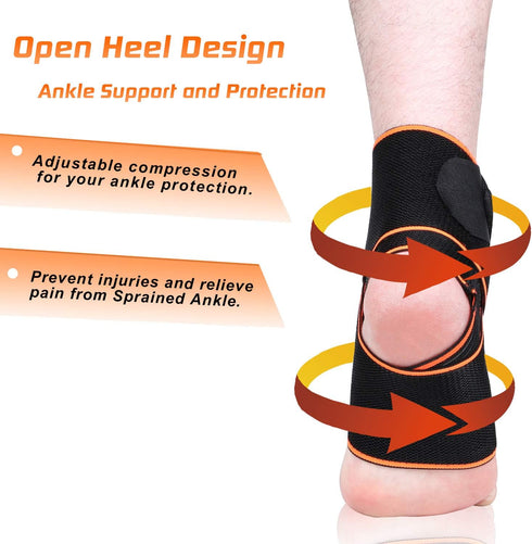 1 Pack Adjustable Ankle Brace for Women and Men, Ankle Support for Sprain Plantar Fasciitis Achilles Tendon, Compression Wrap for Volleyball Runni...