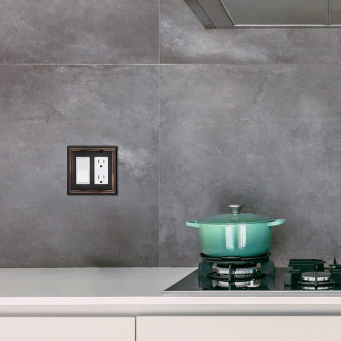 DEWENWILS Double Decorator Wall plates, Aged Bronze Outlet Covers, Metal Face Plates for Electrical Outlets, GFCI, Dimmer Switch, 2-Pack...