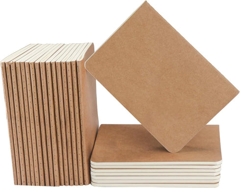 EUSOAR Blank Memo Scratch Pads, 24 Pack A6 3.9" x 5.5" 60 Pages Softcover Kraft Notebook, Mini Notebook Unlined, Travel Journal Notepad Set Bulk, ...