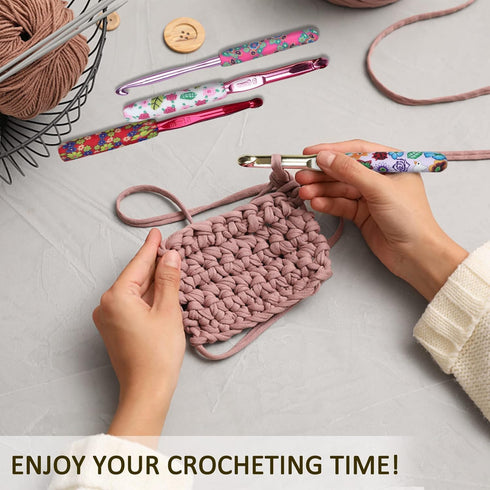 Coopay Warm Crochet Hooks Large, 10mm 9mm 8mm 7mm 6.5mm Large Crochet Hooks for Chunky Yarn Blanket Sweater Thick Wool, Big Crochet Kit for Arthri...