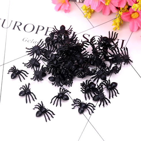 120 PCS Mini Fake Spider?Plastic Black Spider Toys, Simulated Insect Toys for Funny Prank Spider and Joke Halloween Party Supplies...