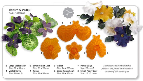 JEM Pansy & Violet Fondant Cutters, for Cake Decorating, Set of 4...