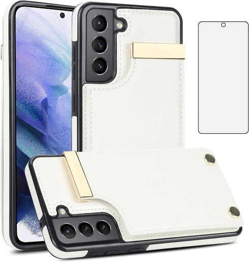 Asuwish Phone Case for Samsung Galaxy S21 FE 5G Wallet Cover with Tempered Glass Screen Protector and Leather Purse Credit Card Holder Slot Cell S...