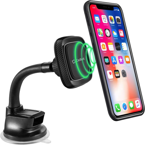 CELLET Flexible Arm, Magnetic Dash and Windshield Mount Smartphone Holder Strong Sticky Suction Cup Compatible with iPhone 14 Pro Max mini 13 12 1...