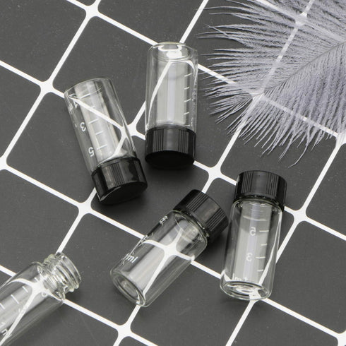 JIUWU 10pcs 5ml 1/6 Oz Scaled Clear Glass Vials Sample Transparent Liquid Bottles Screw Cap Lab Container...
