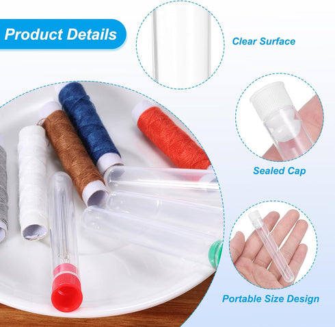 PATIKIL 3" Length Plastic Sewing Needle Storage Holder, 10 Pcs Portable Matte Embroidery Needle Pin Toothpick Storage Tubes Case for Craft Knittin...
