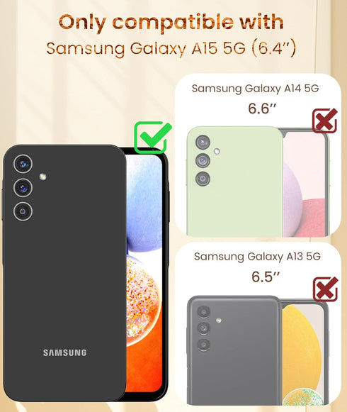 Dretal for Samsung Galaxy A15 5G Case, Screen Protector, 360° Rotatable Ring Holder Magnetic Kickstand,Plated Gold Edge Slim Soft TPU Protective P...