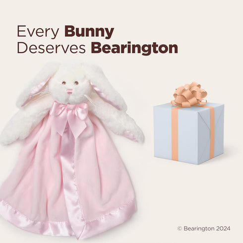 Bearington Baby Bunny Snuggler - 15 Inch Pink Rabbit Plush Stuffed Animal Security Blanket Lovey for Babies - Bunny Lovey Plush Blanket...
