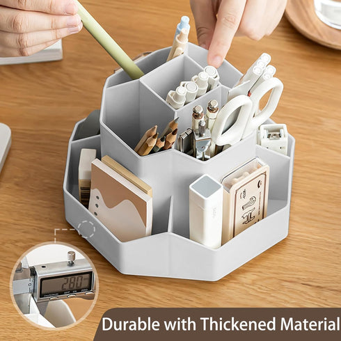 Pencil Pen Holder for Desk,9 Slots 360 Degree Rotating Desk Organizers,Desktop Storage Stationery Supplies Organizer, Cute Pencil Cup Pot For Offi...