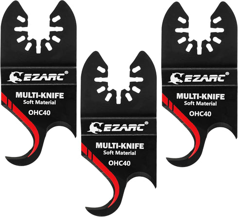 EZARC Oscillating Multi tool Hook Knife Blade, 3PCS Multitool Saw Blades for Cutting Soft Materials Roofing Shingles, PVC Carpet and Cardboard...