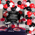 JOYMEMO Red Black and Silver Party Decorations for Women's Birthday Party Supplies - Red Black Silver Balloon Garland Happy Birthday Backdrop High...