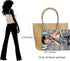 HOXIS Straw Rattan Women Tote Summer Beach Shoulder Handbag Medium Size 17.8''x12.6"x5.1"...
