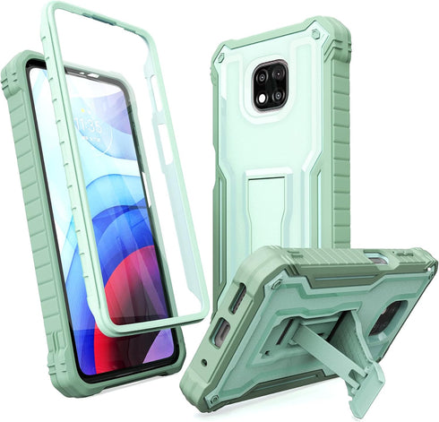 ExoGuard for Moto G Power 2021 Case, Rubber Shockproof Full-Body Cover Case Built-in Screen Protector and Kickstand (Green)...