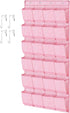 Pink Shoe Organizer Over the Door for Girls Women Kids Room,Hanging Shoe Rack Organizer for Closet Door,Zapateras Storage Holder with 24 Large Poc...