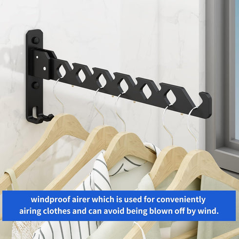 Wall Mounted Clothes Drying Rack, Wall Clothes Hanger Foldable, Laundry Hanger Hook for Bathroom, Wall Clothes Rack Indoor, Perfect for Small Spac...