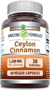 Amazing Formulas Ceylon Cinnamon 1200 Mg Per Serving | Veggie Capsules Supplement | Non-GMO | Gluten Free | Made in USA (1 Pack, 60 Count)...