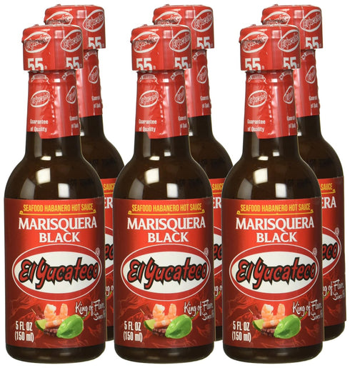 El Yucateco Black Marisquera Hot Sauce, 5 oz, Gluten Free, Sugar Free, 6 Pack...