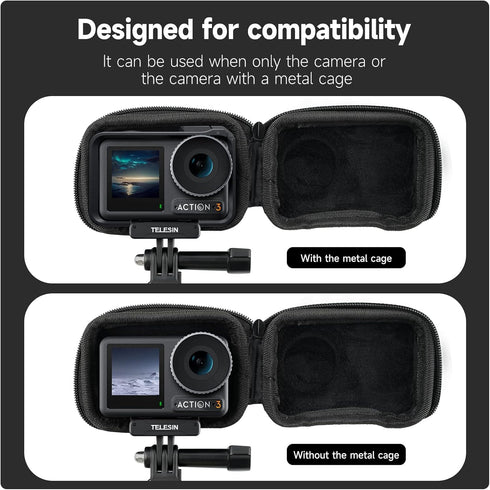 TELESIN Small Carry Case Lens Protector for DJI Action 4 Action 3 Insta 360 Ace Insta360 Ace Pro Accessories, Mini Carrying Bag for DJI Osmo Actio...