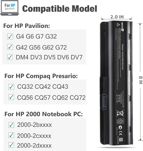 593553-001 593554-001 MU06 MU09 Extended Laptop battery for HP Pavilion G6 G7 G62 G72 G4 / 2000 Notebook PC / DV6 DV7 DM4 / Compaq Presario CQ32 C...