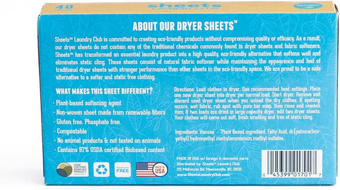 Sheets Laundry Club Laundry Detergent Sheets (Free & Clear Laundry & Dryer Sheets)...