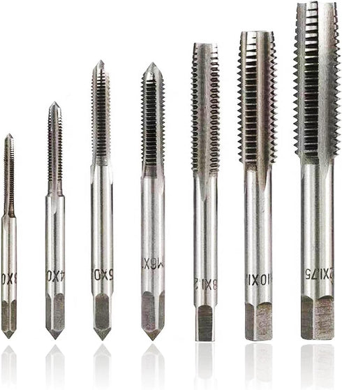 Metric Tap Set HSS Hand Screw Thread Tap Set Thread Tapping Tool 7PCS M3-M12 Drill Bits Set...
