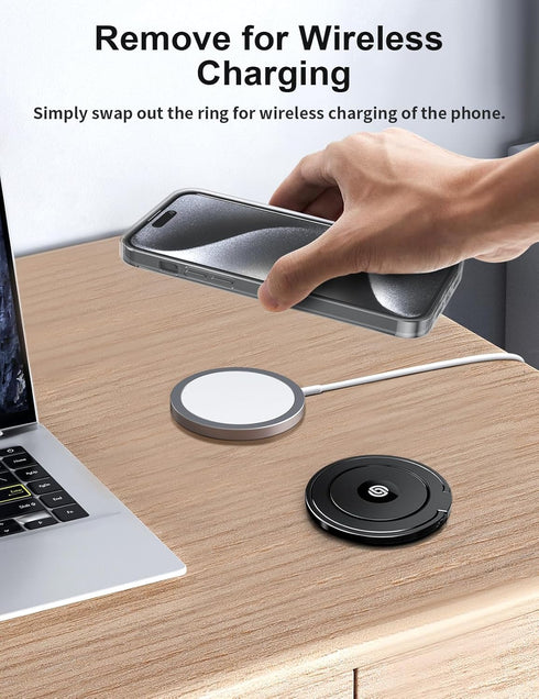 EWA MagOne Ultra (Plate Edition) Phone Grip Stand with Leather Finger Strap, Removable Magnetic Ring Holder Kickstand Loop, Double-Sided Magnetic ...