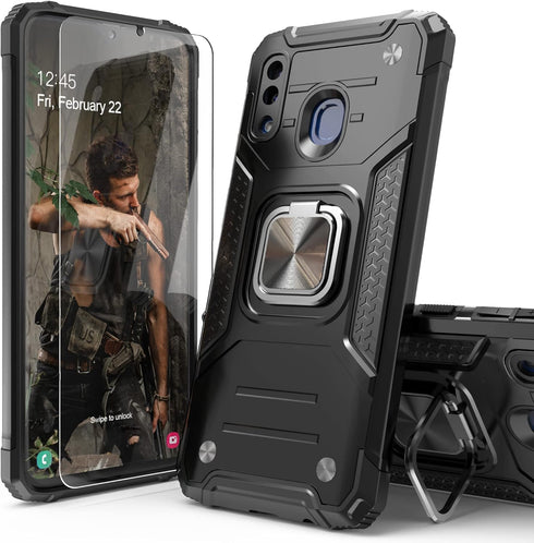 for Galaxy A20 Case with Screen Protector,for Galaxy A30 Case,Shockproof Drop Test Cover with Car Mount Kickstand Lightweight Protective Cover for...