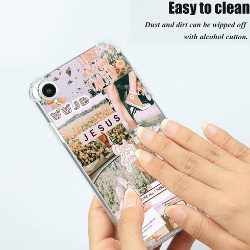 Christian Aesthetic Collage Case for iPhone XR, Christian Faith Positivity Motivational Jesus Graphic Case for Women Men, Unique Trendy Soft TPU i...