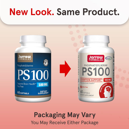 Jarrow Formulas 100 mg Phosphatidylserine (PS 100), Supports Brain Health, Soy Free, White, 60 Count...