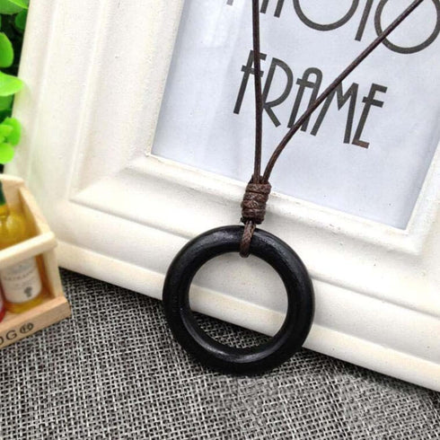 Long Wooden Pendant Necklaces for Women Black Boho Handmade Necklace for Sweater...