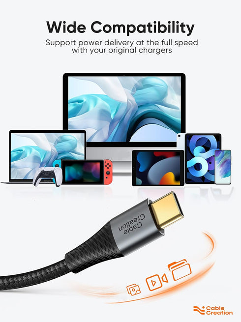 CableCreation Short USB C to USB C Cable 2 Pack, Type C Fast Charging USB C Cable 0.8FT, Double-Braided Exterior Compatible with Galaxy S22 Ultra ...
