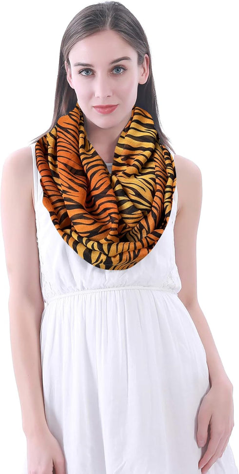Lina & Lily Tiger Animal Print Women's Infinity Scarf Lightweight...