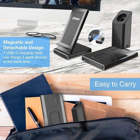 COSOOS Wireless Charger,3IN1 Wireless Charging Station for Apple Products,iWatch Series 7/6/5/4/3/2,Airpods 3/Pro,Charging Stand for iPhone 15 Pro...