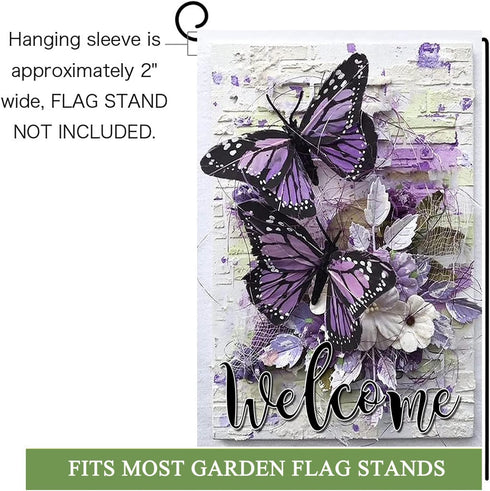Large Garden Flags 28 X 40 Double Sided,Welcome Yard Flags Summer Garden Decor for Outside,Butterfly Flower Yard Decorations for Home Outdoor...