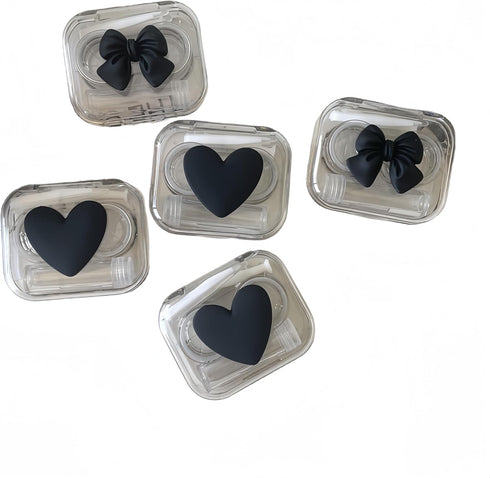 4 Pack 3D Design Cute Contact Lens Cases, Travel Eye Contacts Case Box Holder, Contact Lenses Tweezers Remover Tool Solution Bottle Kit for Daily ...