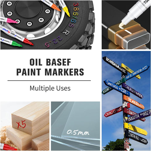Silver Paint Pens Paint Markers Permanent Markers Oil Based for Metal Wood, Paint Pens for Metal, Car Tyre,Wood, Plastic, Rock Painting, Glass, Cr...