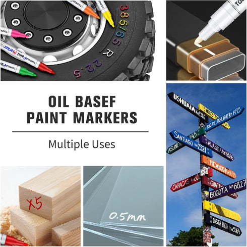 White and Black Permanent Markers Paint Pens-2 Pack Oil Based Paint Markers, Medium Tip, Quick Drying Paint Pens for Wood, Metal, Rock Painting, M...