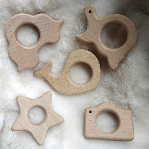 Lovely Cartoon Wood Camera Teether Toys Pure Natural Animal Teething Shape Beech Wooden Handmade Pattern Accessory DIY Jewelry Making Necklace Pen...