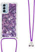Asuwish Phone Case for OnePlus Nord N200 5G with Screen Protector Crossbody Strap Bling Liquid Glitter Clear Slim Protective Cell Cover One Plus N...