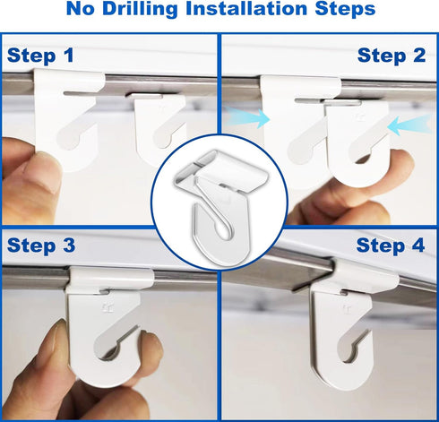 White Suspended Ceiling Hooks 10 Pairs Metal Ceiling Hanging Hook,Ceiling Grid Clips for Offices Home Plants Decorations,T-Bar Suspended Ceiling H...