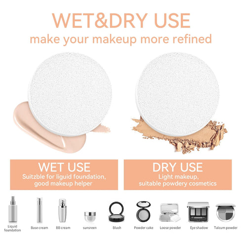 Round Sponge Puff Set 24 Pieces 2.2 Inch Soft Mini Facial Loose Powder Blender Pads Applicator For Liquid Foundation Setting Holder Makeup Beauty ...