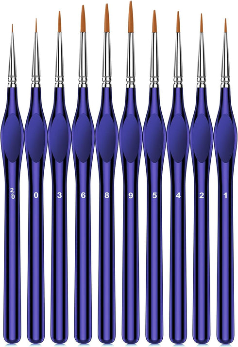 Miniature Paint Brushes,10Pcs Round Pointed Tip Paintbrushes, Micro Detail Paint Brush Set, Triangular Grip Handles Art Brushes Perfect for Acryli...