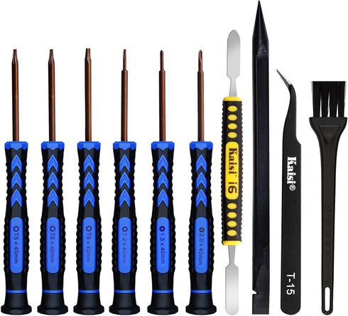 Kaisi Screwdriver Set for Macbook with T5 T6 T8 Torx Screwdriver,P5 Pentalobe,Ph000 Phillips and 2.0Y Triwing Screwdriver Set with spudger,Tweezer...