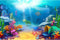 Aquarium Background Underwater World Cartoon Aquatic Plants Coral Turtle Fish Tank Background Cute Undersea Marine Life Terrarium Background Fish ...