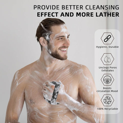 Silicone Body Scrubber, Exfoliating Body Wash Scrubbers Exfoliator, Shower Body Brush for Effective Showering Exfoliation and Gentle Massage, Lath...
