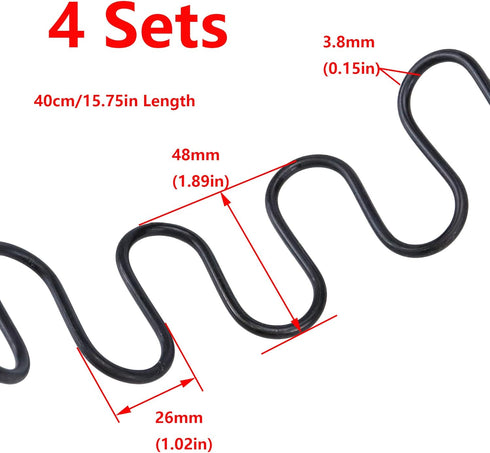 Antrader 16"(40cm) Couch Spring Repair Kit,4-Pack Upholstery Spring Clips for Furniture Couch Repair,Includes Screws and Clips,Black...