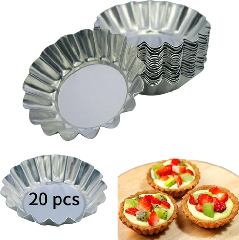 MYStar 3.15" (8 cm) Fluted Design Round Shape Non-stick Aluminum Tart Mold, Mini Pie Tin, Tartlet Pan, set of 20...