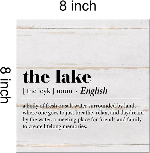 Country the Lake Definition Canvas Prints Wall Art Decor Desk Sign Lake Themed Poster Painting Framed Artwork 8 x 8 Inch Summer Rustic Home Shelf ...