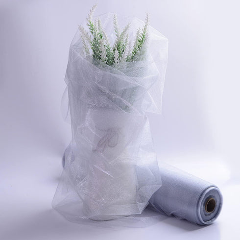 Crystal Organza Fabric Tulle - 16" by 50 Yards Sheer Fabric for Wedding Party Decoration Bridal Shower Tutu Roll Netting Spool Ribbon Wrapping (Gr...